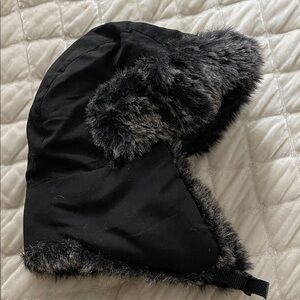Black Faux Fur Trapper Hat